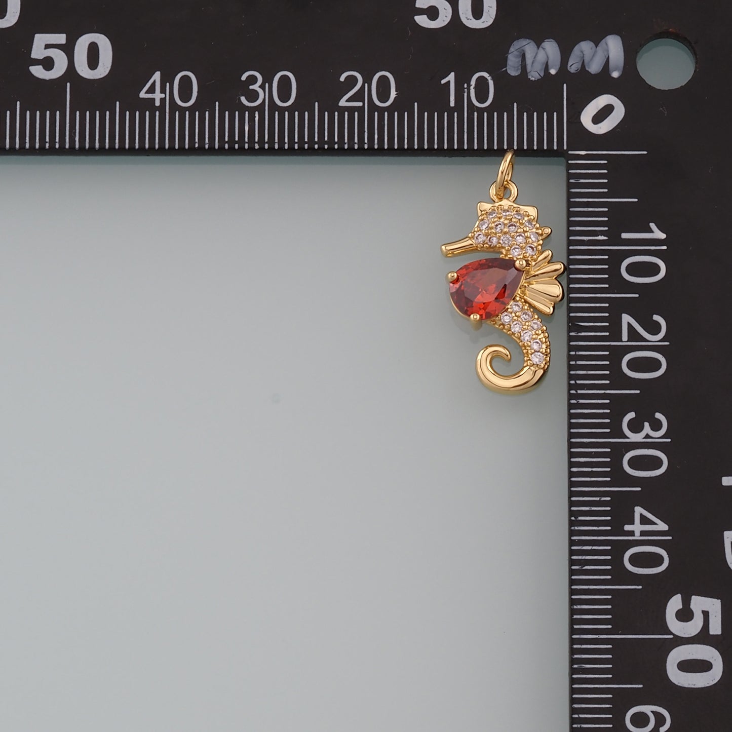 18K Gold Filled Seahorse Pendant,CZ Micro Pave Seahorse Charm Bracelet Necklace for DIY Jewelry Making Supply