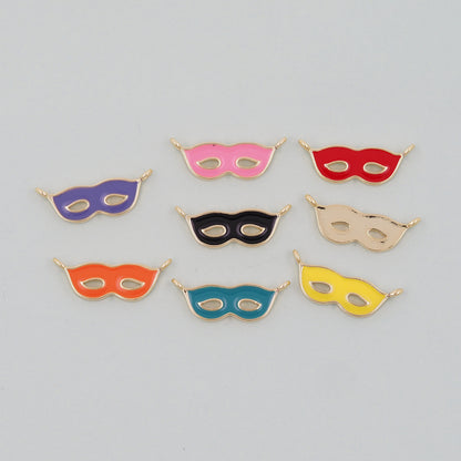 Gold enamel mask Charms,18K Gold Filled Mask Pendant,Mask Masquerade Charm Bracelet Necklace for DIY Jewelry Making Supply