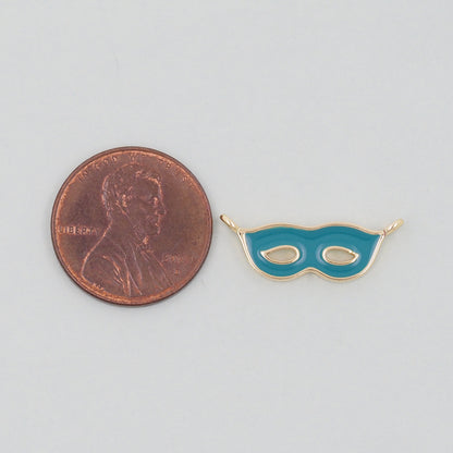 Gold enamel mask Charms,18K Gold Filled Mask Pendant,Mask Masquerade Charm Bracelet Necklace for DIY Jewelry Making Supply