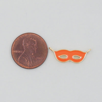 Gold enamel mask Charms,18K Gold Filled Mask Pendant,Mask Masquerade Charm Bracelet Necklace for DIY Jewelry Making Supply