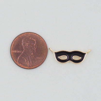 Gold enamel mask Charms,18K Gold Filled Mask Pendant,Mask Masquerade Charm Bracelet Necklace for DIY Jewelry Making Supply