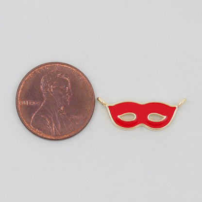 Gold enamel mask Charms,18K Gold Filled Mask Pendant,Mask Masquerade Charm Bracelet Necklace for DIY Jewelry Making Supply