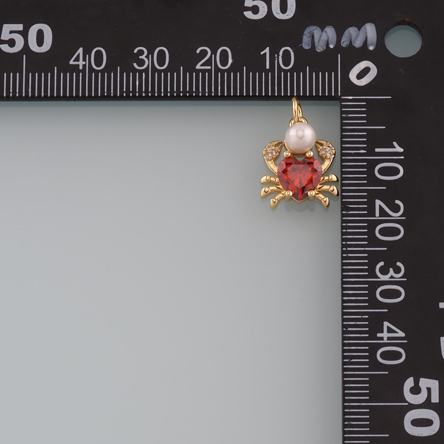 Gold Marine Life Charms,18K Gold Filled Pearl Crab Pendant,CZ Micro Pave Crab Charms Bracelet Necklace for DIY Jewelry Making Supply