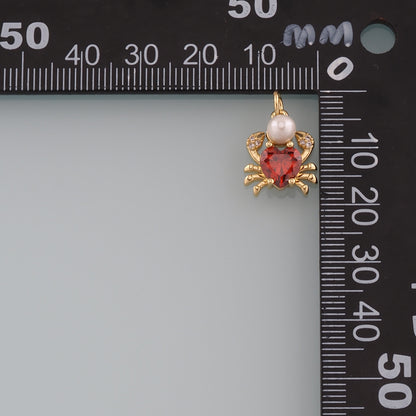Gold Marine Life Charms,18K Gold Filled Pearl Crab Pendant,CZ Micro Pave Crab Charms Bracelet Necklace for DIY Jewelry Making Supply