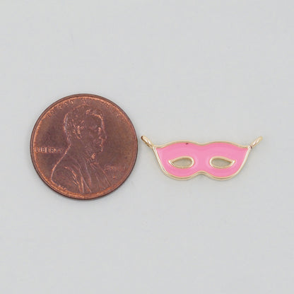 Gold enamel mask Charms,18K Gold Filled Mask Pendant,Mask Masquerade Charm Bracelet Necklace for DIY Jewelry Making Supply