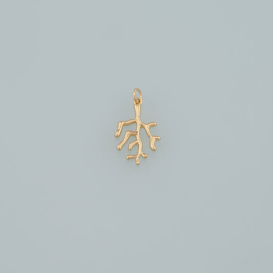 18K Gold Filled Coral Pendant,Coral Charm Bracelet Necklace for DIY Jewelry Making Supply
