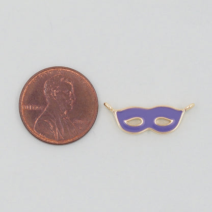 Gold enamel mask Charms,18K Gold Filled Mask Pendant,Mask Masquerade Charm Bracelet Necklace for DIY Jewelry Making Supply