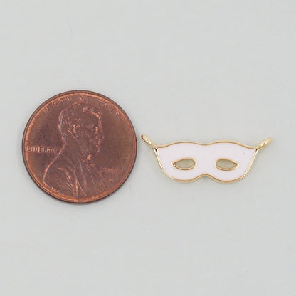 Gold enamel mask Charms,18K Gold Filled Mask Pendant,Mask Masquerade Charm Bracelet Necklace for DIY Jewelry Making Supply