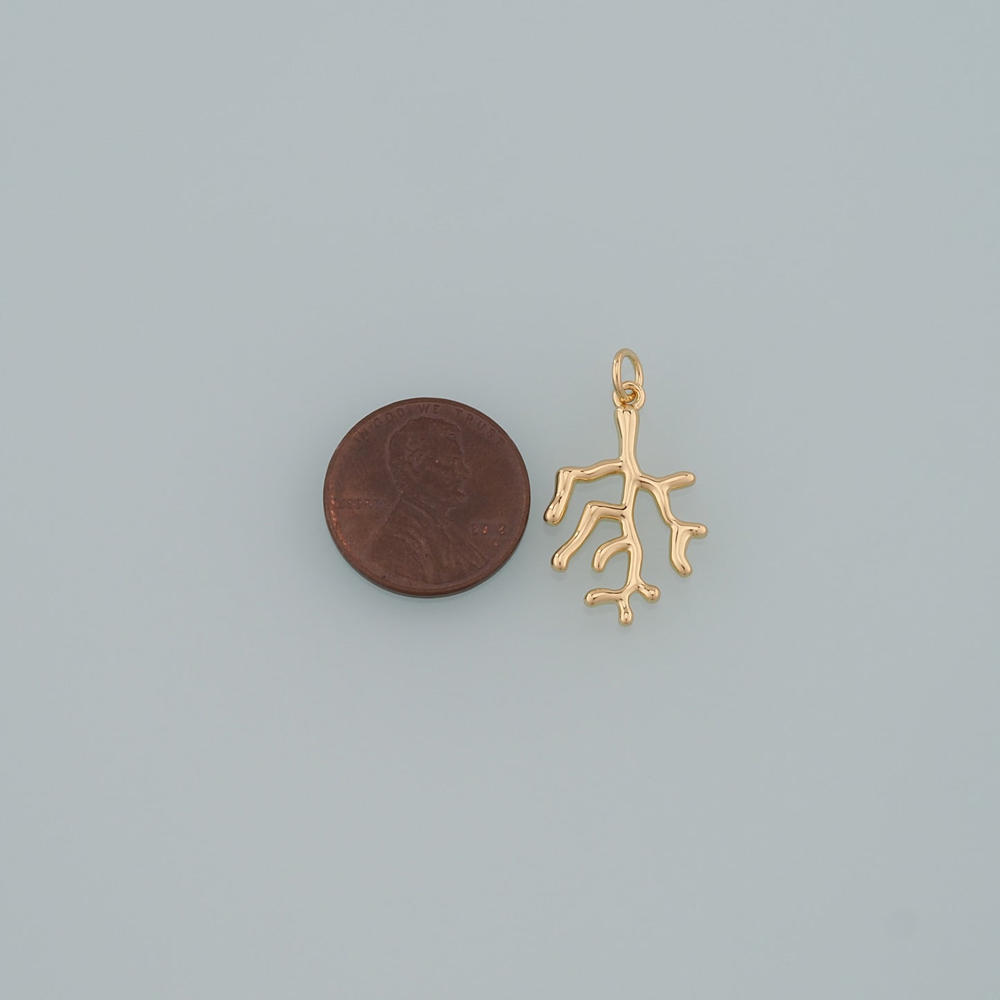 18K Gold Filled Coral Pendant,Coral Charm Bracelet Necklace for DIY Jewelry Making Supply