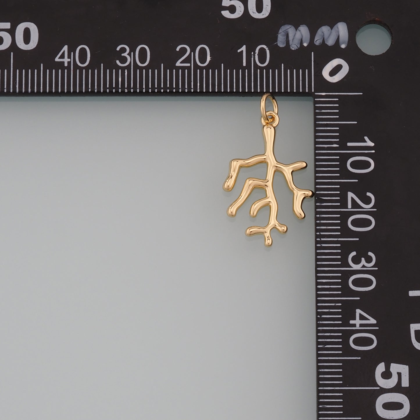 18K Gold Filled Coral Pendant,Coral Charm Bracelet Necklace for DIY Jewelry Making Supply