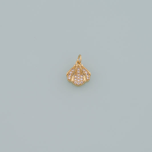 Gold Shell Charms,18K Gold Filled Scallop Pendant,CZ Micro Pave Conch Shell Charm Bracelet Necklace for DIY Jewelry Making Supply