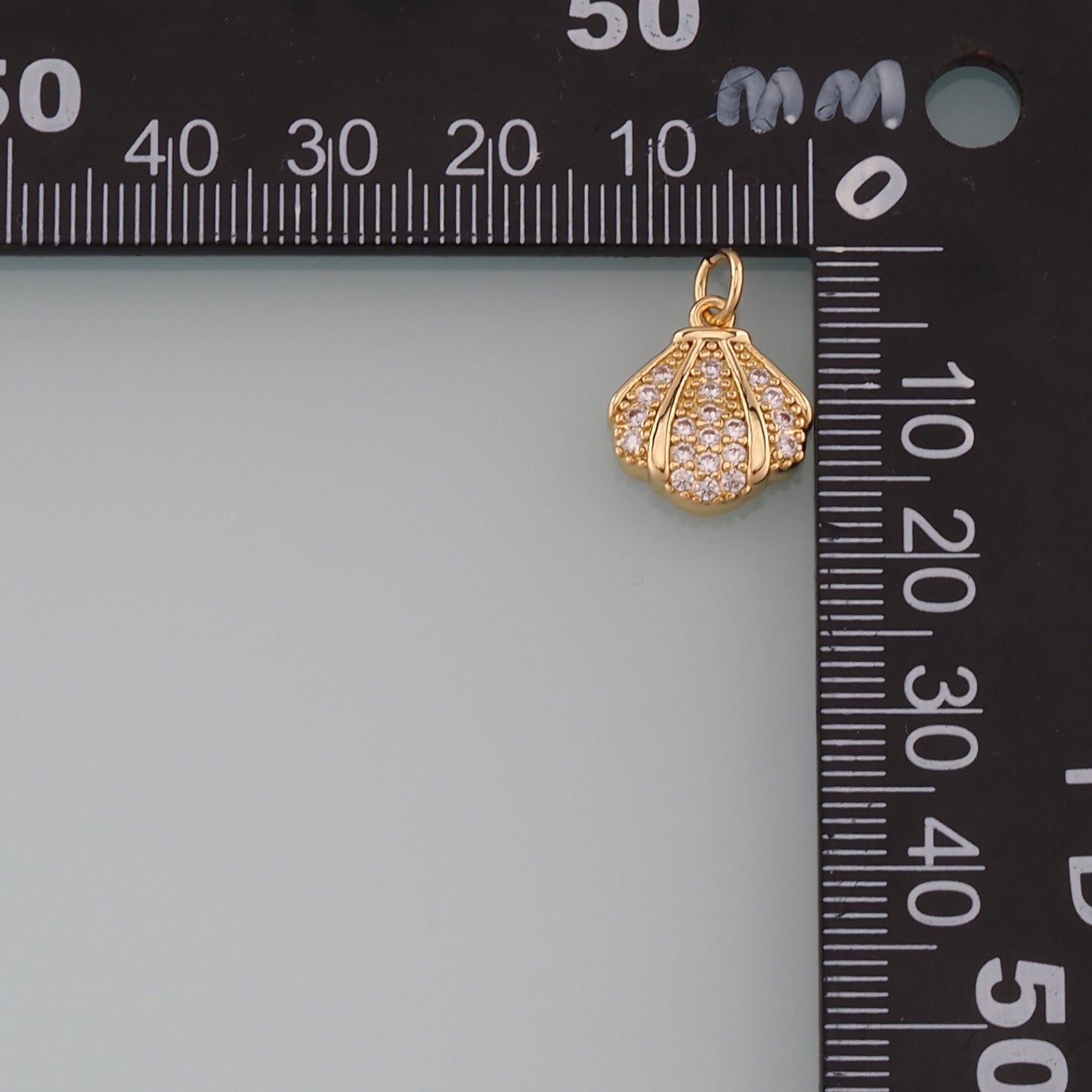Gold Shell Charms,18K Gold Filled Scallop Pendant,CZ Micro Pave Conch Shell Charm Bracelet Necklace for DIY Jewelry Making Supply