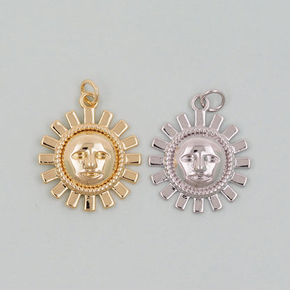 Gold Sun Charms,18K Gold Filled Sun Pendant,celestial Charm Bracelet Necklace for DIY Jewelry Making Supply