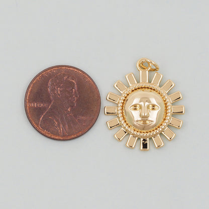 Gold Sun Charms,18K Gold Filled Sun Pendant,celestial Charm Bracelet Necklace for DIY Jewelry Making Supply