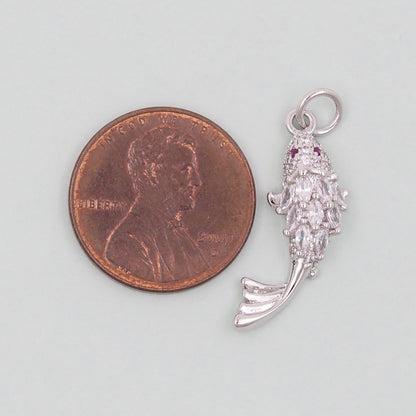 Gold Fish Charms,18K Gold Filled CZ fish Pendant,fish Charm Bracelet Necklace for DIY Jewelry Making Supply
