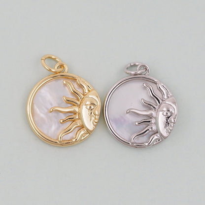 Gold Sun Charms,18K Gold Filled Sun Pendant,celestial  Charm Bracelet Necklace for DIY Jewelry Making Supply