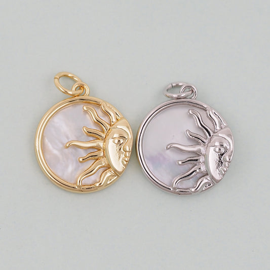 Gold Sun Charms,18K Gold Filled Sun Pendant,celestial  Charm Bracelet Necklace for DIY Jewelry Making Supply
