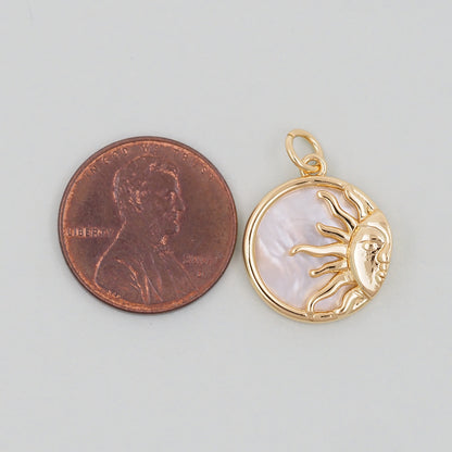 Gold Sun Charms,18K Gold Filled Sun Pendant,celestial  Charm Bracelet Necklace for DIY Jewelry Making Supply