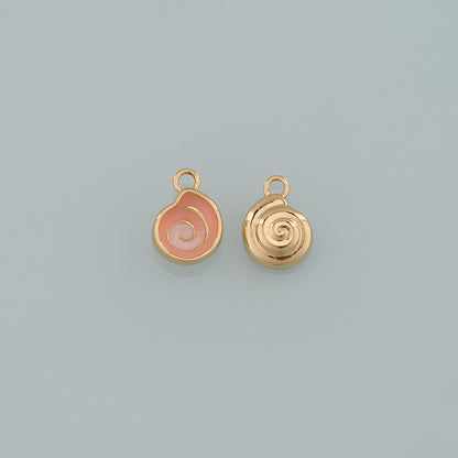 Gold Shell Charms,18K Gold Filled Conch Pendant,Enamel Conch Shell Charm Bracelet Necklace for DIY Jewelry Making Supply
