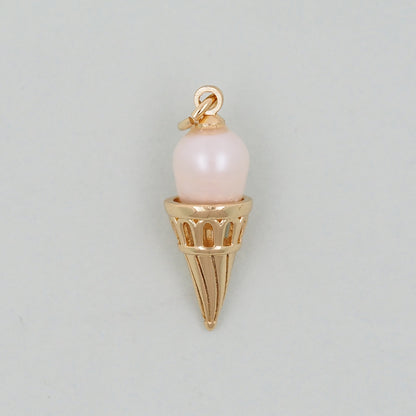 Gold Ice Cream Charms,18K Gold Filled ice cream Pendant,cute ice cream Charm Bracelet Necklace for DIY Jewelry Making Supply