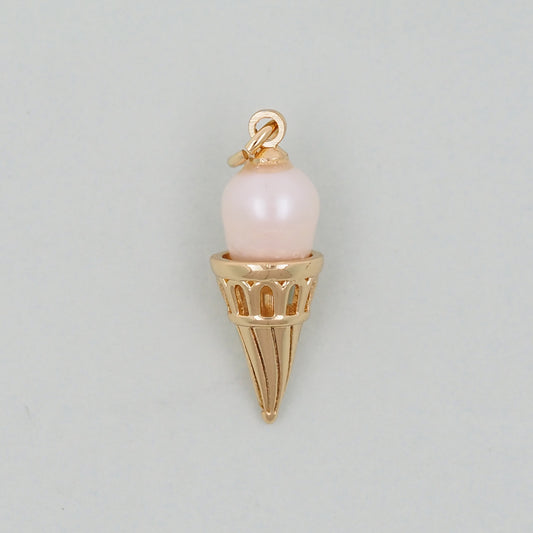 Gold Ice Cream Charms,18K Gold Filled ice cream Pendant,cute ice cream Charm Bracelet Necklace for DIY Jewelry Making Supply