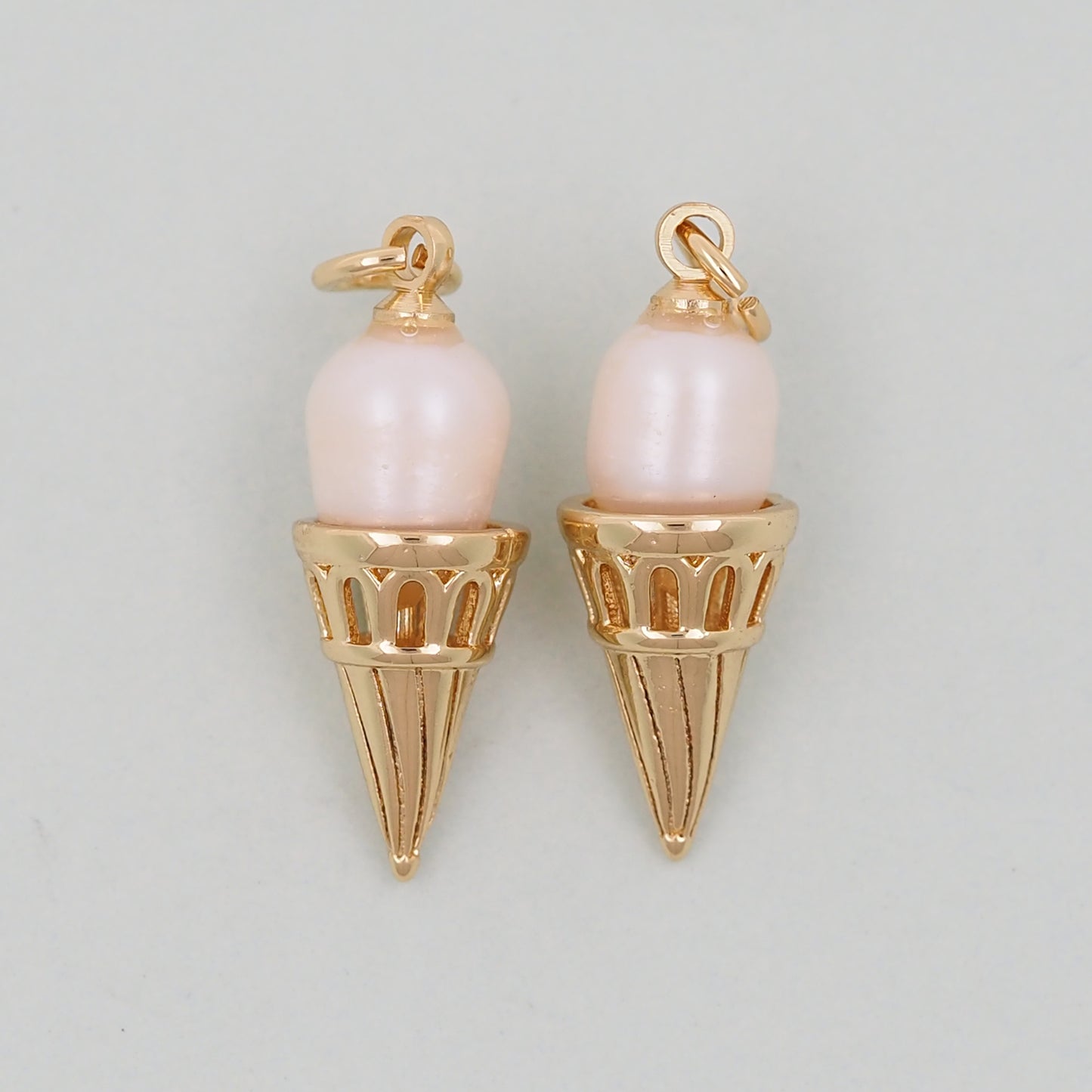 Gold Ice Cream Charms,18K Gold Filled ice cream Pendant,cute ice cream Charm Bracelet Necklace for DIY Jewelry Making Supply