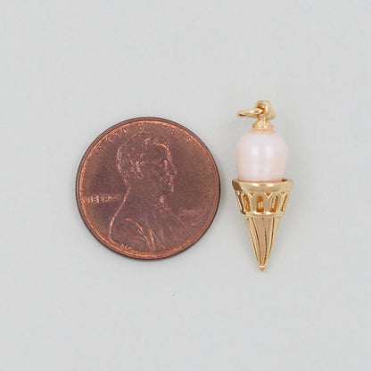 Gold Ice Cream Charms,18K Gold Filled ice cream Pendant,cute ice cream Charm Bracelet Necklace for DIY Jewelry Making Supply