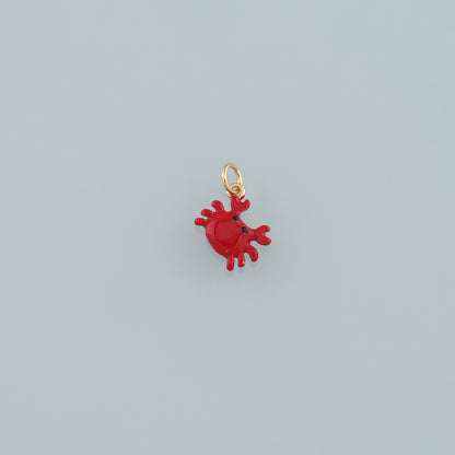 Gold Marine Life Charms,18K Gold Filled Crab Pendant,Enamel Crab Charms Bracelet Necklace for DIY Jewelry Making Supply