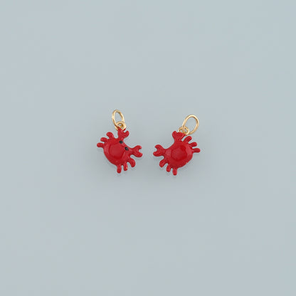 Gold Marine Life Charms,18K Gold Filled Crab Pendant,Enamel Crab Charms Bracelet Necklace for DIY Jewelry Making Supply