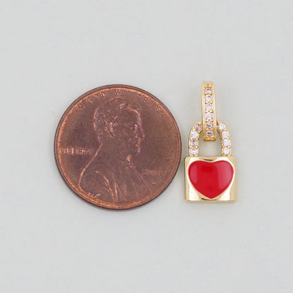 Gold Key Lock Charms,18K Gold Filled Key Pendant,Heart Lock Charm Bracelet Necklace for DIY Jewelry Making Supply