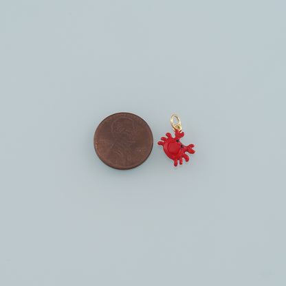 Gold Marine Life Charms,18K Gold Filled Crab Pendant,Enamel Crab Charms Bracelet Necklace for DIY Jewelry Making Supply