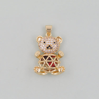 Gold Bear Charms,18K Gold Filled Bear Pendant,cute Bear Charm Bracelet Necklace for DIY Jewelry Making Supply