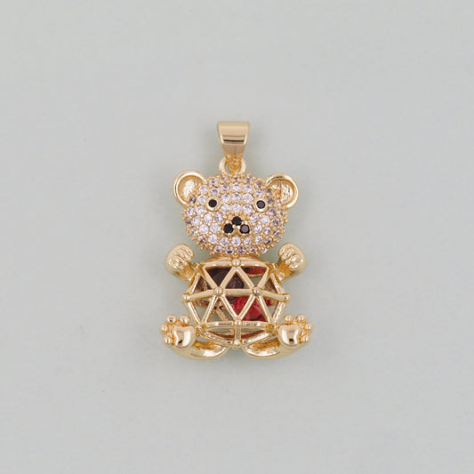 Gold Bear Charms,18K Gold Filled Bear Pendant,cute Bear Charm Bracelet Necklace for DIY Jewelry Making Supply