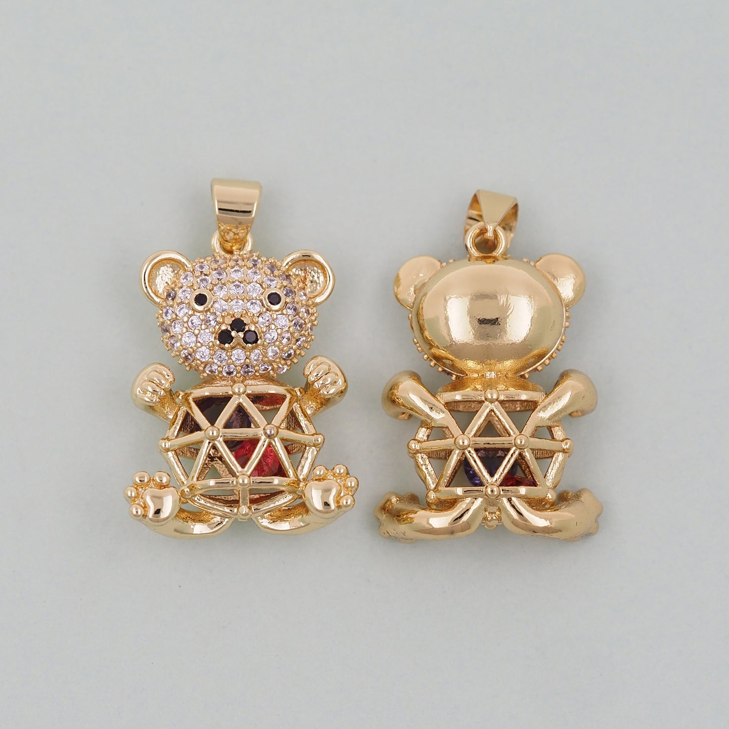 Gold Bear Charms,18K Gold Filled Bear Pendant,cute Bear Charm Bracelet Necklace for DIY Jewelry Making Supply