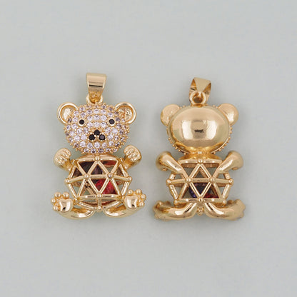 Gold Bear Charms,18K Gold Filled Bear Pendant,cute Bear Charm Bracelet Necklace for DIY Jewelry Making Supply
