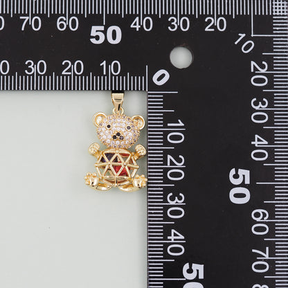 Gold Bear Charms,18K Gold Filled Bear Pendant,cute Bear Charm Bracelet Necklace for DIY Jewelry Making Supply