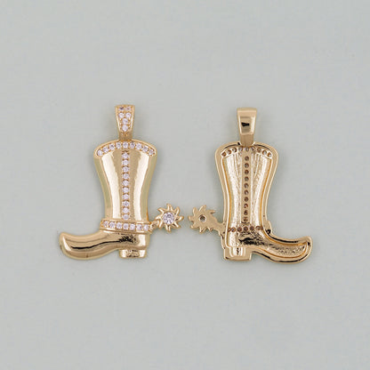 Gold Cowboy Boots Charms,18K Gold Filled Boots Pendant,Boots Charm Bracelet Necklace for DIY Jewelry Making Supply