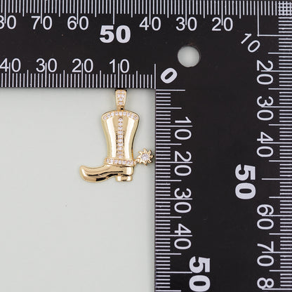 Gold Cowboy Boots Charms,18K Gold Filled Boots Pendant,Boots Charm Bracelet Necklace for DIY Jewelry Making Supply