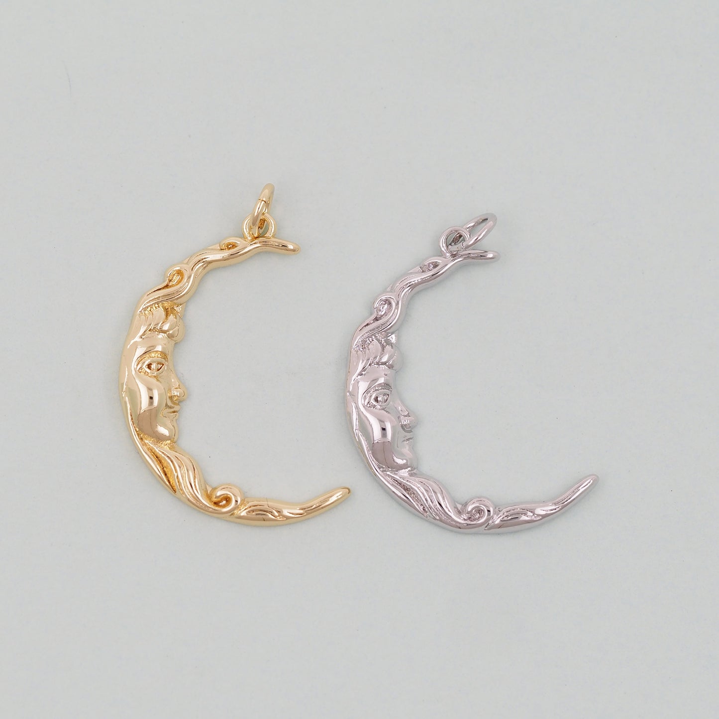 Gold Moon Charms,18K Gold Filled Moon Pendant,CZ Micro Pave Celestial Charm Bracelet Necklace for DIY Jewelry Making Supply