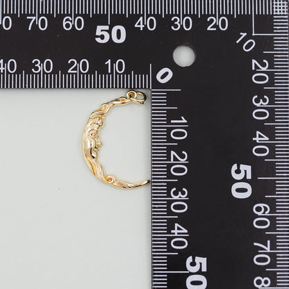 Gold Moon Charms,18K Gold Filled Moon Pendant,CZ Micro Pave Celestial Charm Bracelet Necklace for DIY Jewelry Making Supply