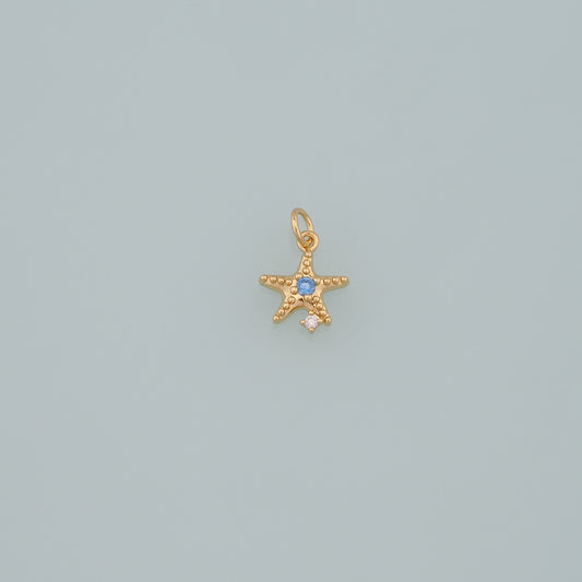 Gold Starfish Charms,18K Gold Filled Sea Star Pendant,CZ Micro Pave Starfish Charm Bracelet Necklace for DIY Jewelry Making Supply