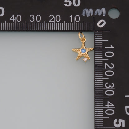 Gold Starfish Charms,18K Gold Filled Sea Star Pendant,CZ Micro Pave Starfish Charm Bracelet Necklace for DIY Jewelry Making Supply