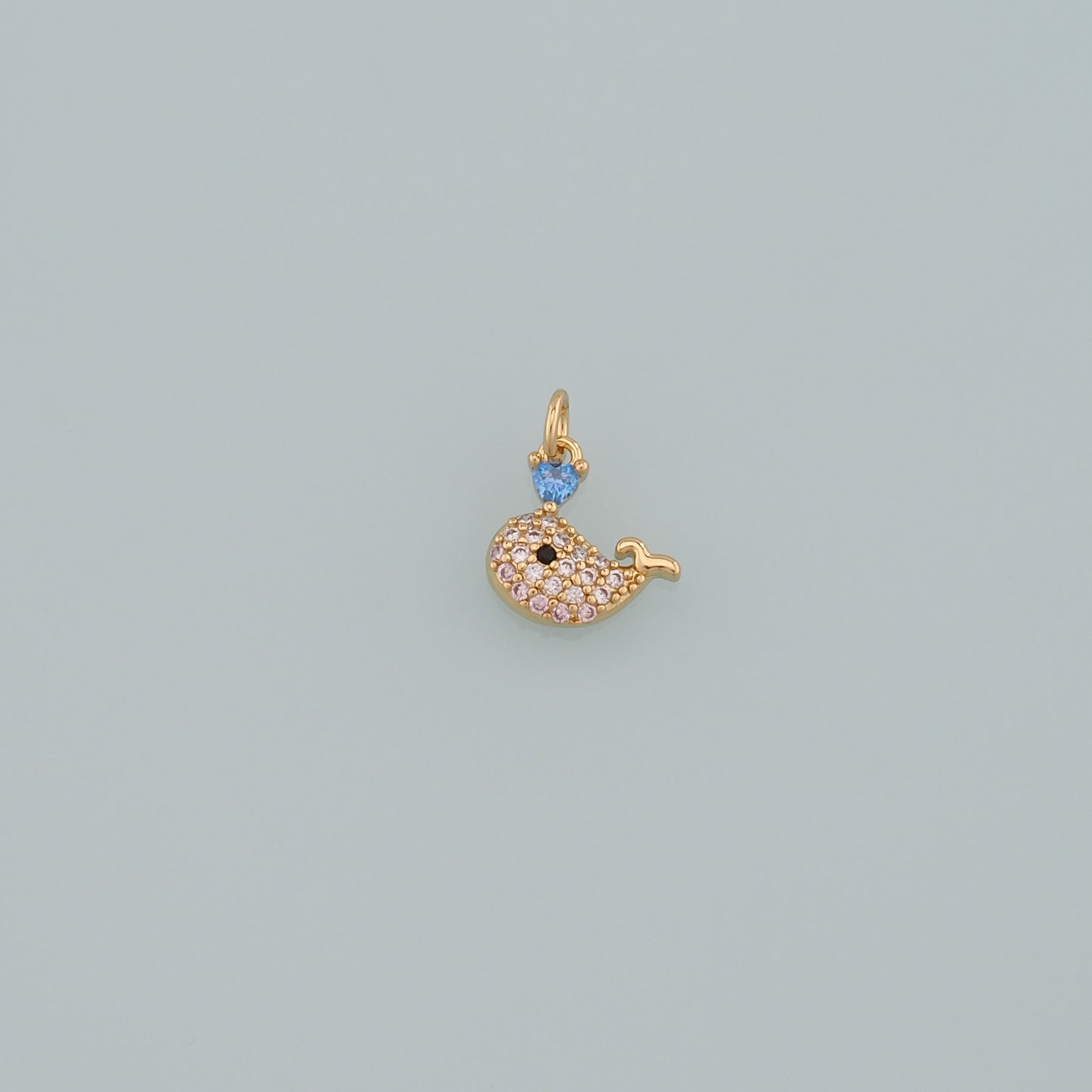 Gold Sea Animals Charms,18K Gold Filled Whale Pendant,CZ Micro Pave Whale Charm Bracelet Necklace for DIY Jewelry Making Supply