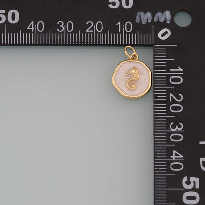 Gold Sea Animals Charm,18K Gold Filled Seahorse Pendant,Enamel Seahorse Charm Bracelet Necklace for DIY Jewelry Making Supply