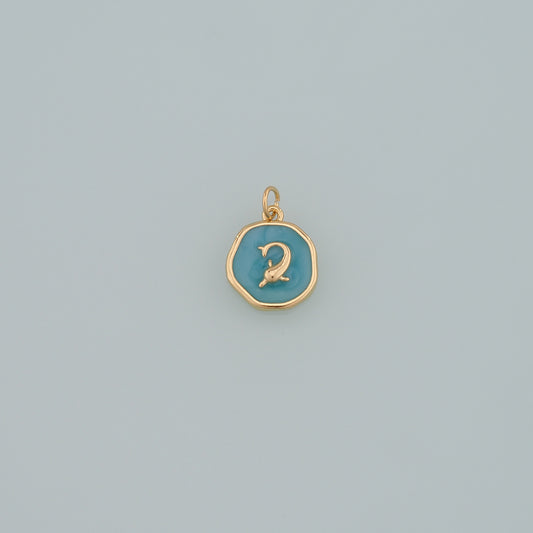 Cute Dolphin Charms,18K Gold Filled Enamel Dolphin Pendant,Dolphin Charm Bracelet Necklace for DIY Jewelry Making Supply