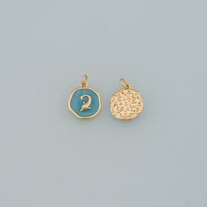 Cute Dolphin Charms,18K Gold Filled Enamel Dolphin Pendant,Dolphin Charm Bracelet Necklace for DIY Jewelry Making Supply