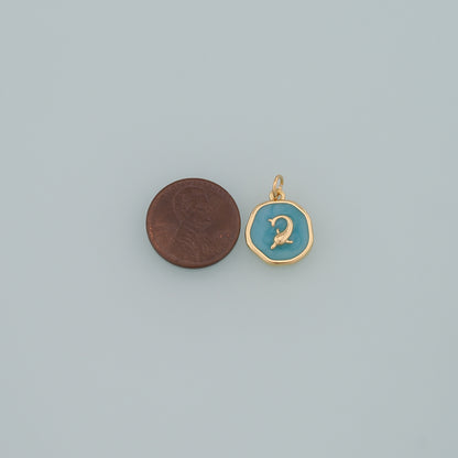 Cute Dolphin Charms,18K Gold Filled Enamel Dolphin Pendant,Dolphin Charm Bracelet Necklace for DIY Jewelry Making Supply
