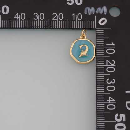 Cute Dolphin Charms,18K Gold Filled Enamel Dolphin Pendant,Dolphin Charm Bracelet Necklace for DIY Jewelry Making Supply
