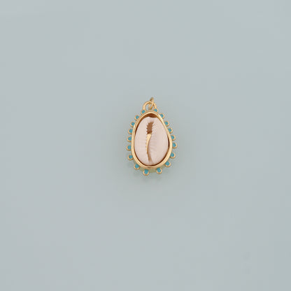 Gold Ocean Charms,18K Gold Filled Cowrie Shell Pendant,Conch Shell Charm Bracelet Necklace for DIY Jewelry Making Supply