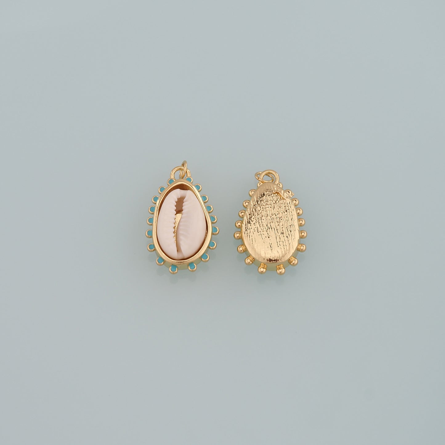 Gold Ocean Charms,18K Gold Filled Cowrie Shell Pendant,Conch Shell Charm Bracelet Necklace for DIY Jewelry Making Supply